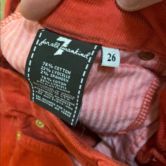 7 for all Mankind Red Corduroy Pants - Picture 2 of 3